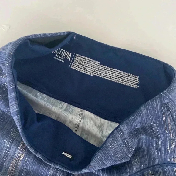 Victoria’s Secret Sport Knockout Tight Blue Metallic Silver Gold Stretch - Picture 4 of 6